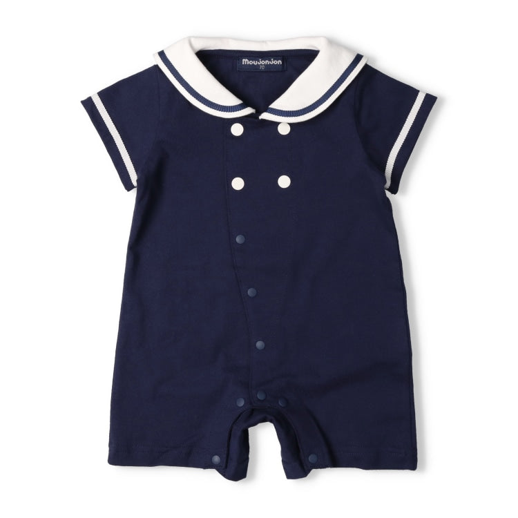 Moujonjon Japanese Children's Clothing Sailor-Style Jumpsuit (70-80cm) for Boys and Girls (Summer Jumpsuit for Newborns)