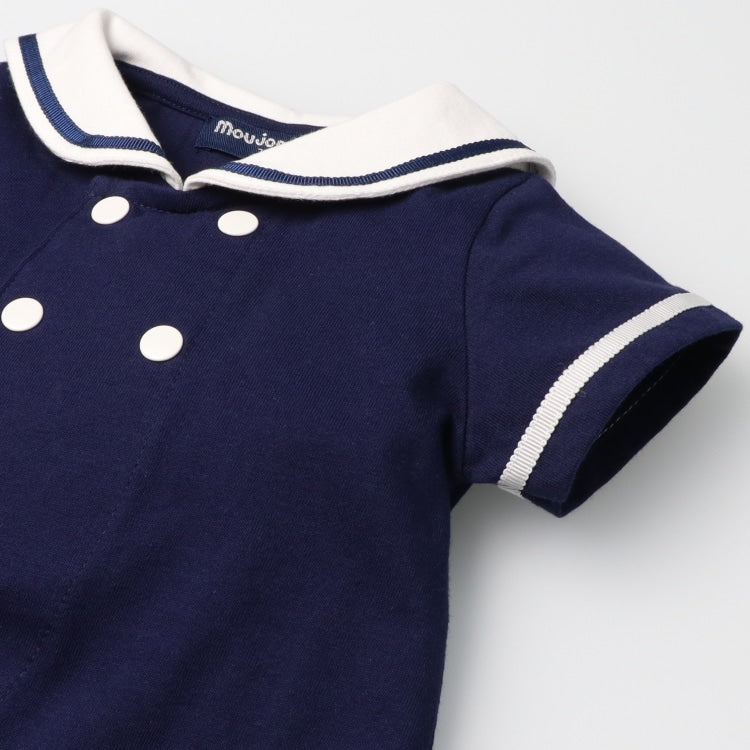 Moujonjon Japanese Children's Clothing Sailor-Style Jumpsuit (70-80cm) for Boys and Girls (Summer Jumpsuit for Newborns)