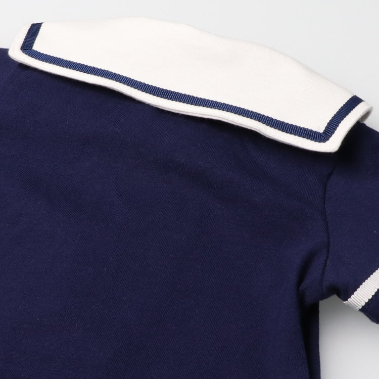 Moujonjon Japanese Children's Clothing Sailor-Style Jumpsuit (70-80cm) for Boys and Girls (Summer Jumpsuit for Newborns)