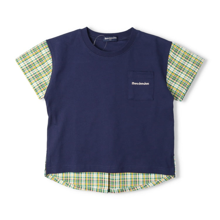 Japanese Moujonjon Checkered Patchwork Top 80-140cm Boys Summer TOPS