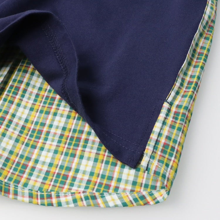 Japanese Moujonjon Checkered Patchwork Top 80-140cm Boys Summer TOPS
