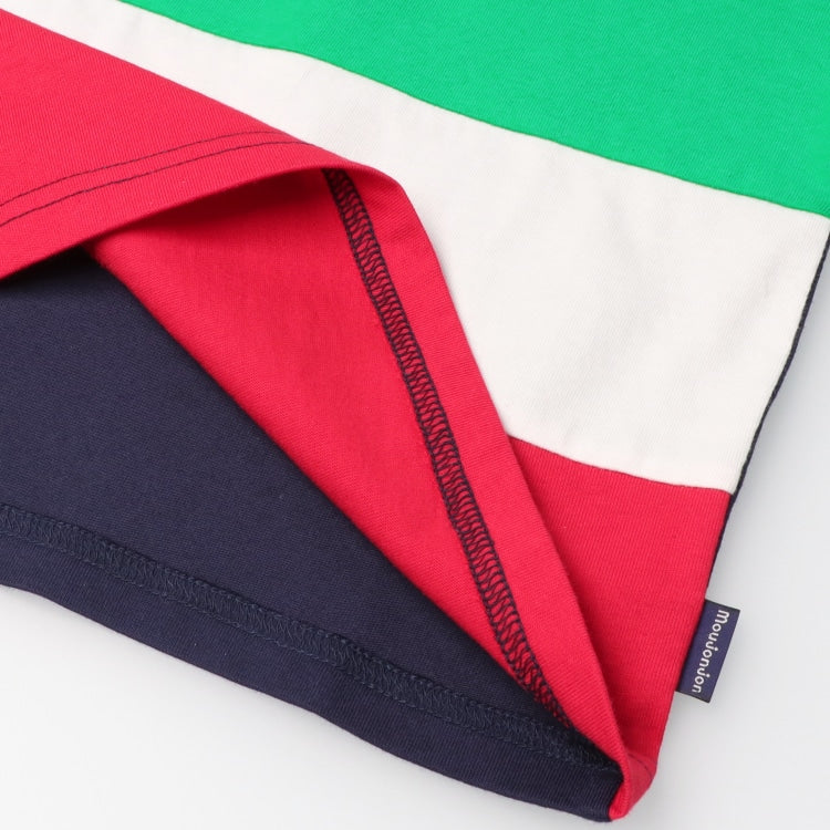 Japanese Moujonjon children's clothing contrast rainbow short-sleeved top 80-140cm boys' summer TOPS