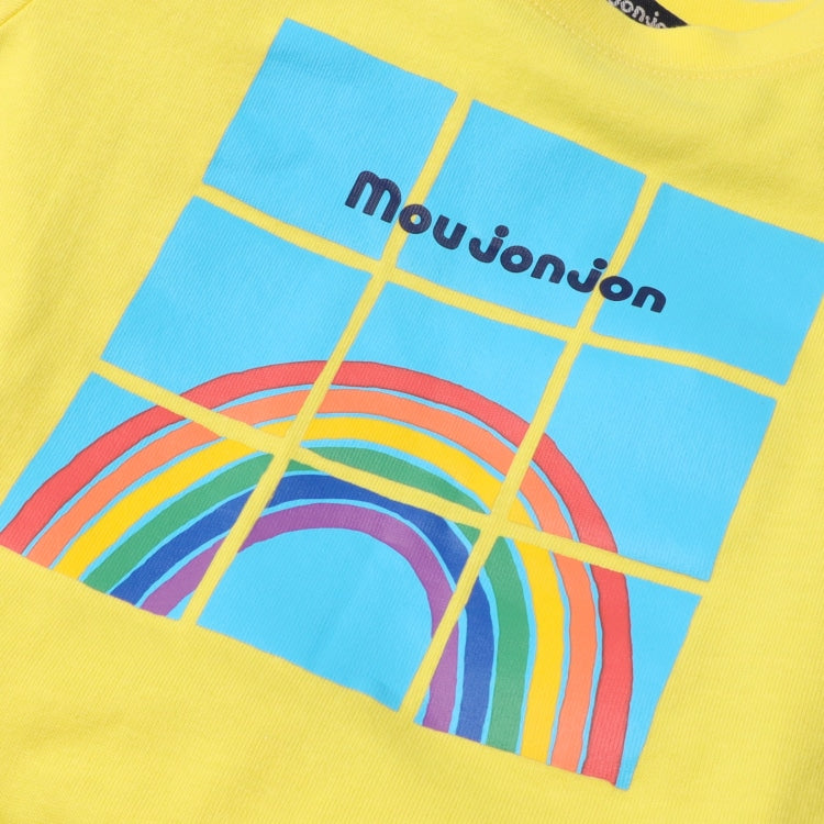 Japanese Moujonjon Rainbow Splicing Short Sleeve Top 80-140cm Boys Summer TOPS