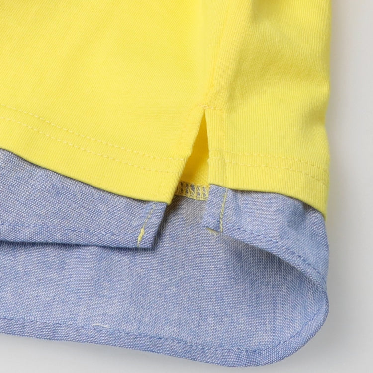 Japanese Moujonjon Rainbow Splicing Short Sleeve Top 80-140cm Boys Summer TOPS