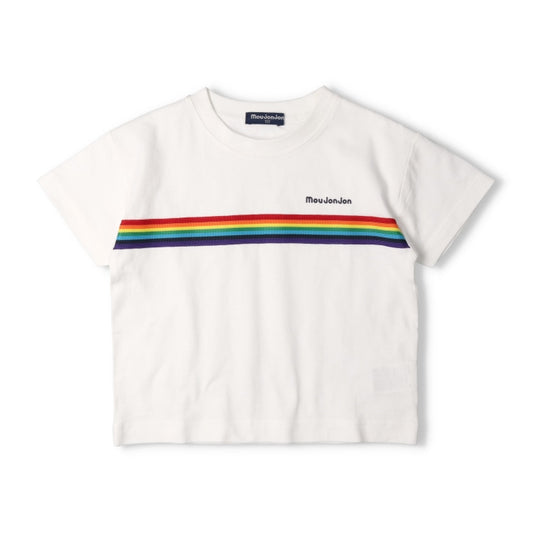 Japanese Moujonjon Rainbow Band Short Sleeve Top 80-140cm Boys Summer TOPS