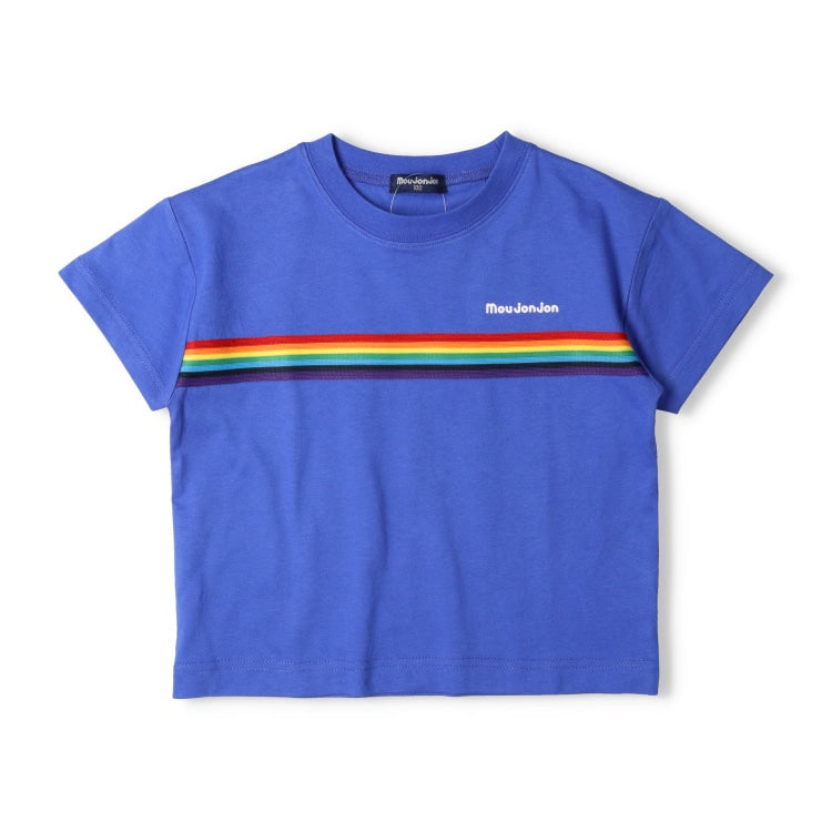 Japanese Moujonjon Rainbow Band Short Sleeve Top 80-140cm Boys Summer TOPS