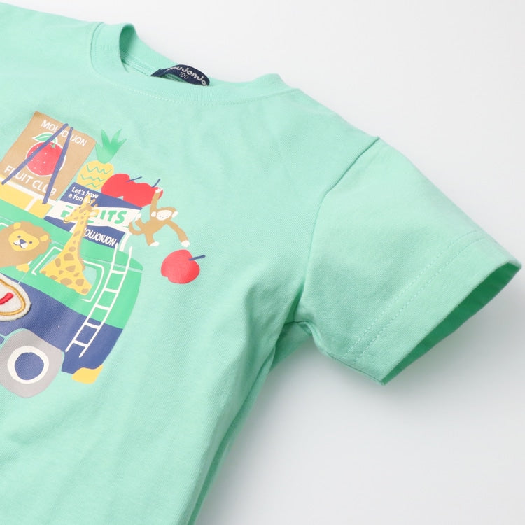 Japanese Moujonjon Fruit and Animal Print Short-Sleeved Top 80-130cm Boys Summer TOPS