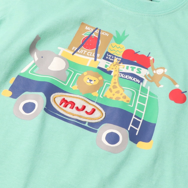 Japanese Moujonjon Fruit and Animal Print Short-Sleeved Top 80-130cm Boys Summer TOPS
