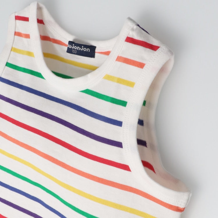 Japanese Moujonjon Rainbow Striped Vest 80-140cm Boys Summer TOPS