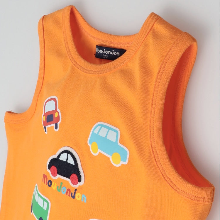 Moujonjon Japanese children's clothing car vest top 80-120cm boys summer TOPS
