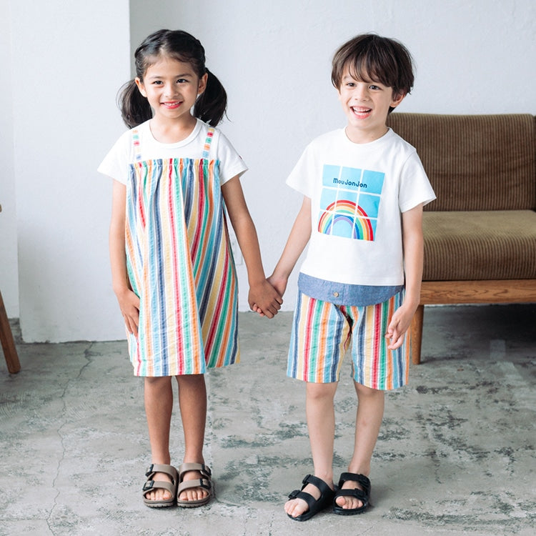 Japanese Moujonjon Rainbow Striped Shorts 90-140cm Boys Summer PANTS
