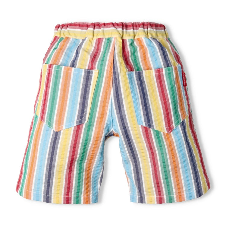 Japanese Moujonjon Rainbow Striped Shorts 90-140cm Boys Summer PANTS