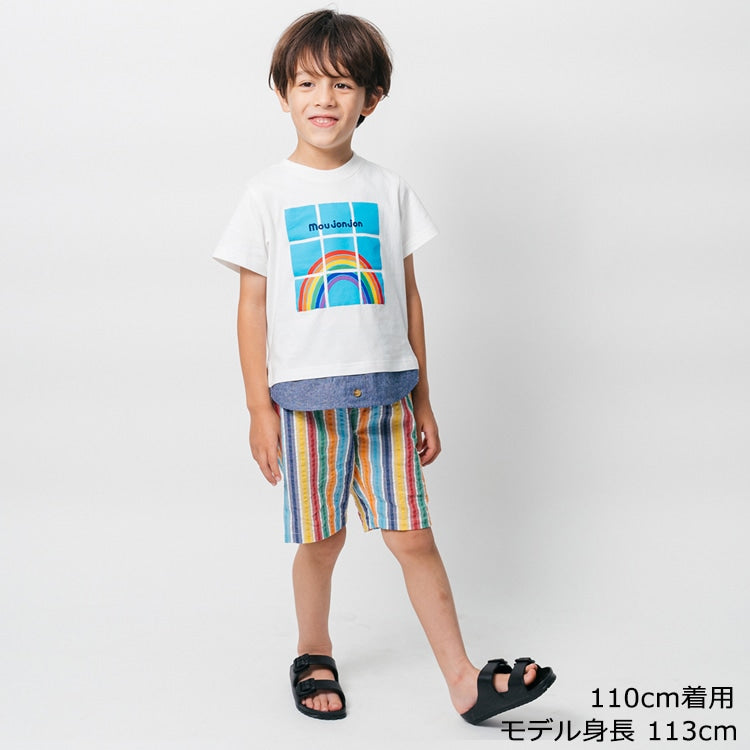 Japanese Moujonjon Rainbow Striped Shorts 90-140cm Boys Summer PANTS