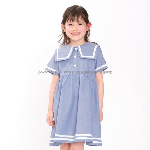 日本童裝 Moujonjon 水手領連身裙 90-140cm 女童款 夏季 DRESSES