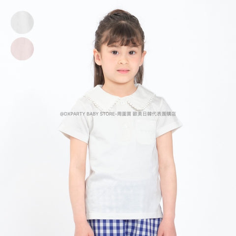 日本童裝 Moujonjon 珍珠點點領polo上衣 80-140cm 女童款 夏季 TOPS
