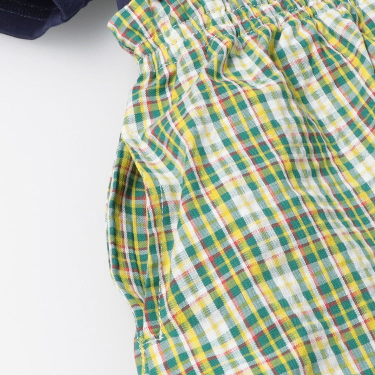 Japanese Moujonjon Checkered Patchwork Dress 80-140cm Girls Summer Dresses