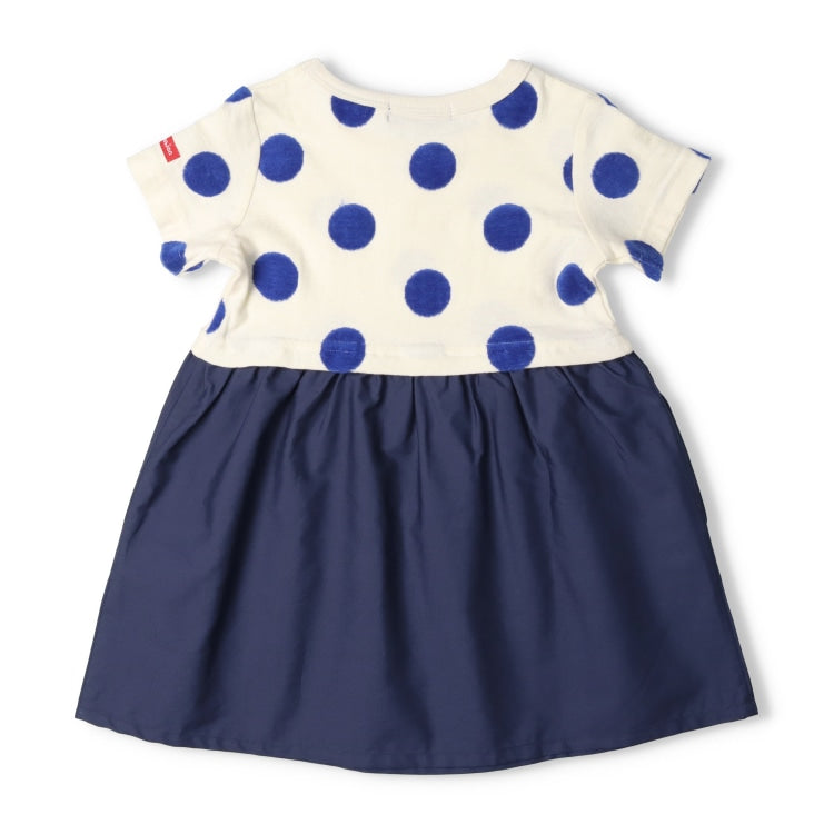 Japanese Moujonjon Polka Dot Splicing Dress 80-140cm Girls Summer Dresses