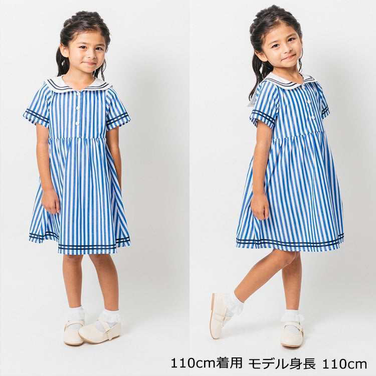Japanese Moujonjon Sailor-Style Dress (90-140cm) for Girls Summer