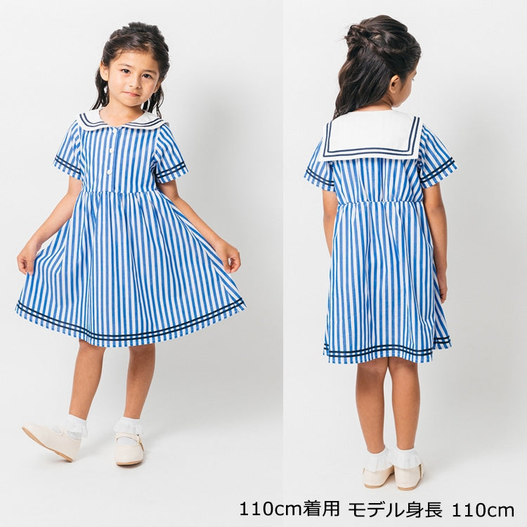 Japanese Moujonjon Sailor-Style Dress (90-140cm) for Girls Summer