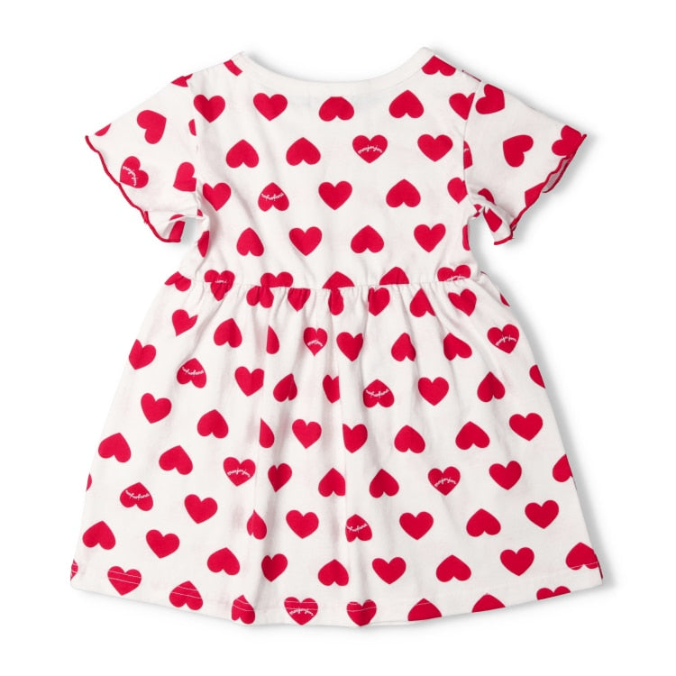 Moujonjon Japanese children's clothing heart-shaped print dress 80-140cm girls summer dresses