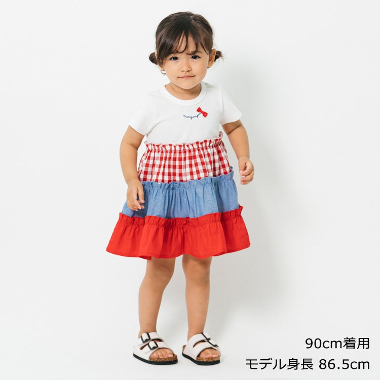 Japanese Moujonjon Patchwork Dress 80-140cm Girls Summer Dresses