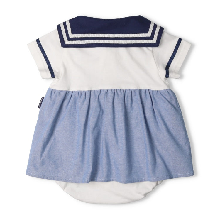 Moujonjon Japanese Children's Clothing Sailor Style Jumpsuit 70-80cm Girls Newborn Summer Jumpsuit