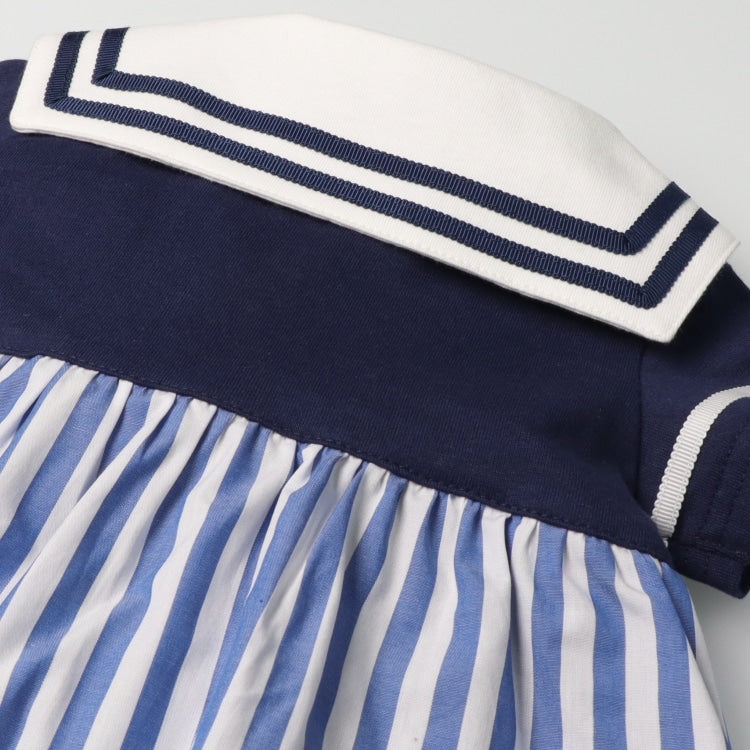 Moujonjon Japanese Children's Clothing Sailor Style Jumpsuit 70-80cm Girls Newborn Summer Jumpsuit
