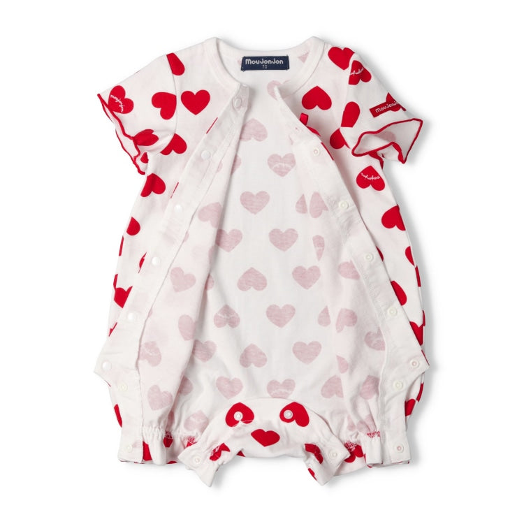 Moujonjon Japanese Children's Clothing Heart-shaped Jumpsuit 70-80cm Girls' Newborn Summer Jumpsuit