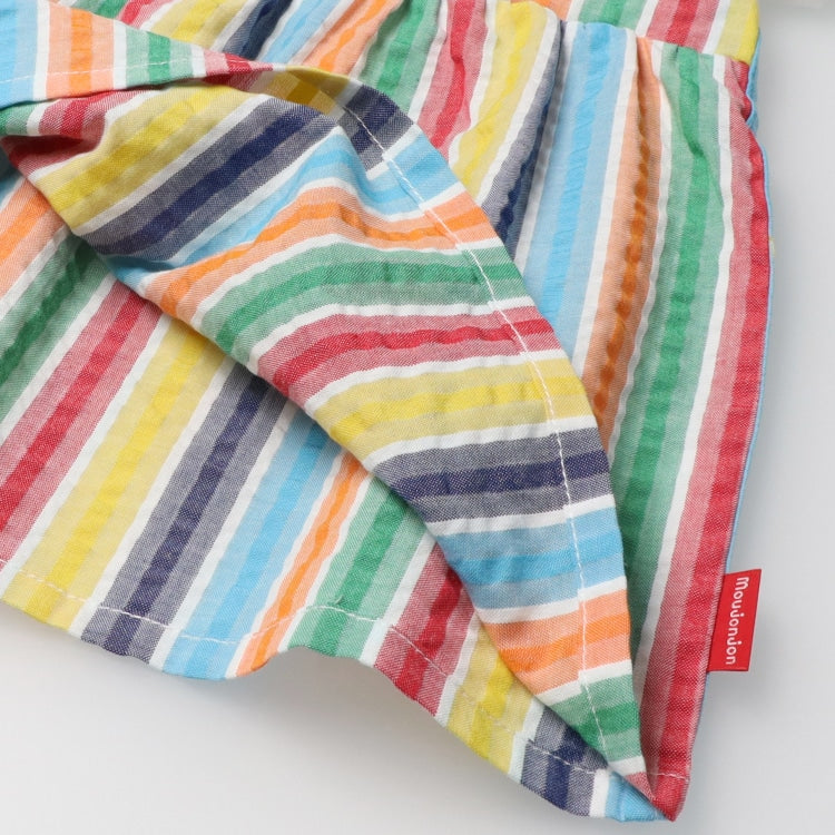 Japanese Moujonjon children's clothing colorful striped fake two-piece top 80-140cm girls summer TOPS