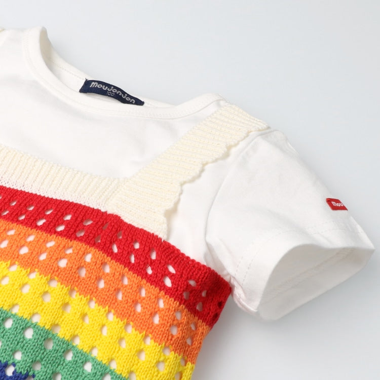 Japanese Moujonjon children's clothing knitted suspenders and tops set 90-140cm girls summer TOPS