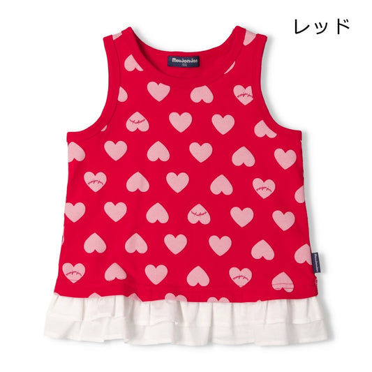 Moujonjon Japanese Children's Clothing Heart Lace Vest 80-140cm Girls Summer TOPS