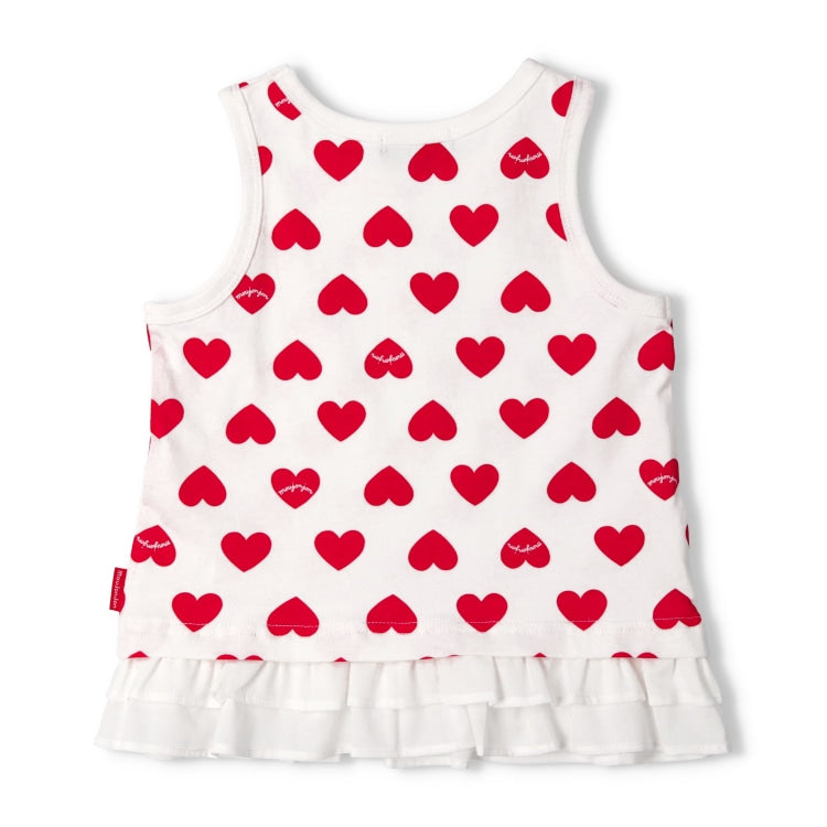 Moujonjon Japanese Children's Clothing Heart Lace Vest 80-140cm Girls Summer TOPS