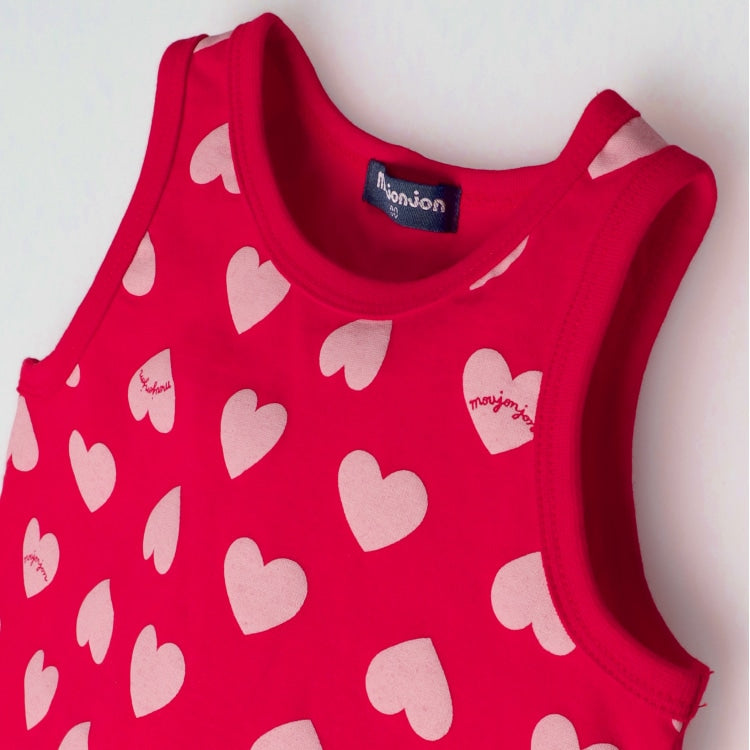 Moujonjon Japanese Children's Clothing Heart Lace Vest 80-140cm Girls Summer TOPS