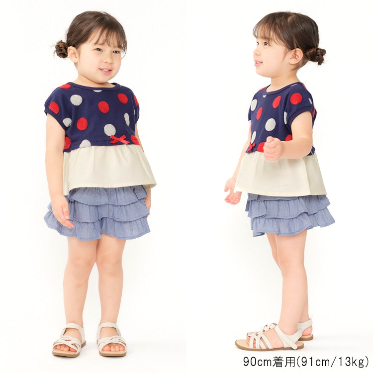 Japanese children's clothing Moujonjon cake layered culottes 90-140cm girls summer PANTS