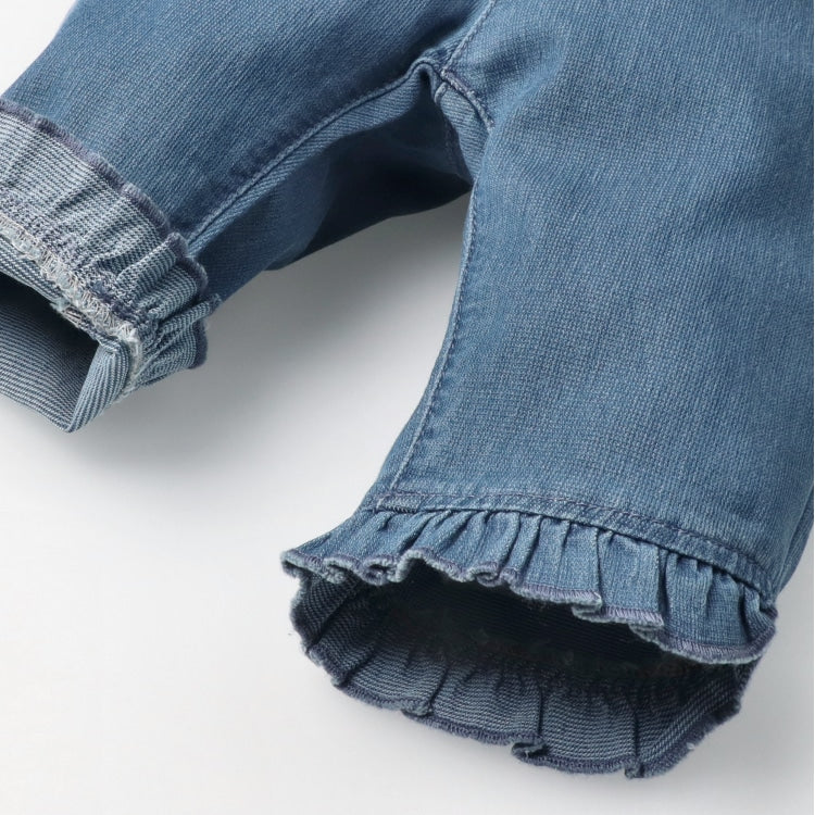 Moujonjon Japanese children's clothing cold contact denim cropped trousers 90-140cm girls summer PANTS