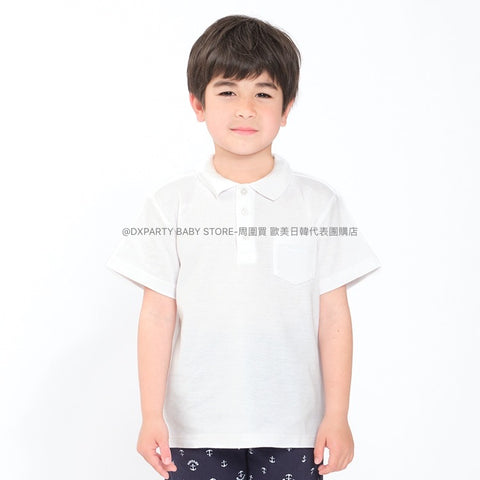 日本童裝 Moujonjon 純白色polo上衣 100-160cm 男童款 夏季 TOPS