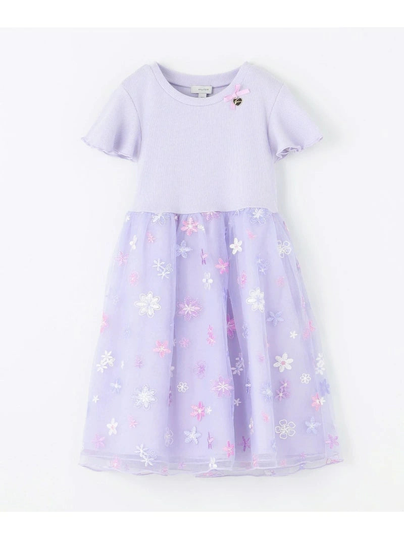 Japanese children's clothing aF#a325 Floral tulle dress 100-150cm Girls summer dresses for interviews/banquets/performances