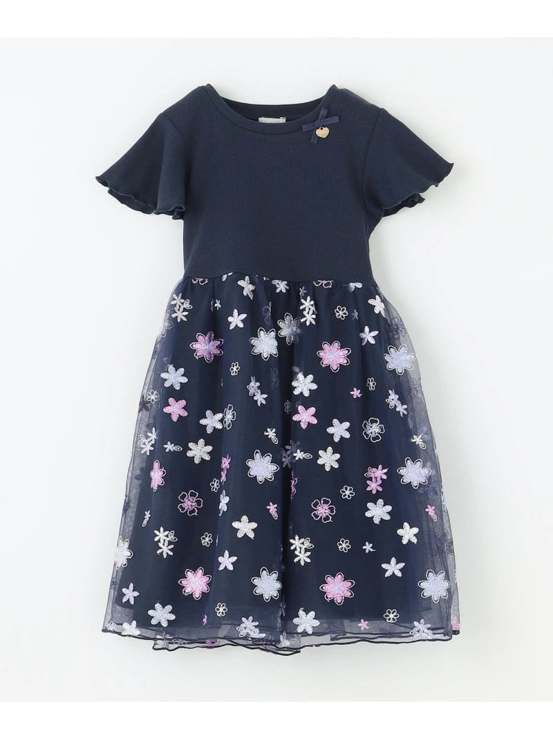 Japanese children's clothing aF#a325 Floral tulle dress 100-150cm Girls summer dresses for interviews/banquets/performances