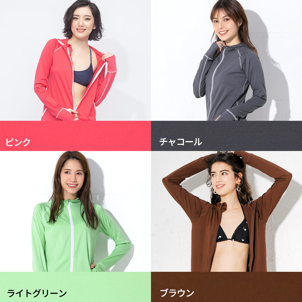 Direct from Japan, this lightweight hooded jacket is both cool and comfortable for both land and water use. It's UV-resistant (98%), UPF50+, chlorine-resistant, quick-drying, and lightweight (S-3L). Adult summer swimsuit special.