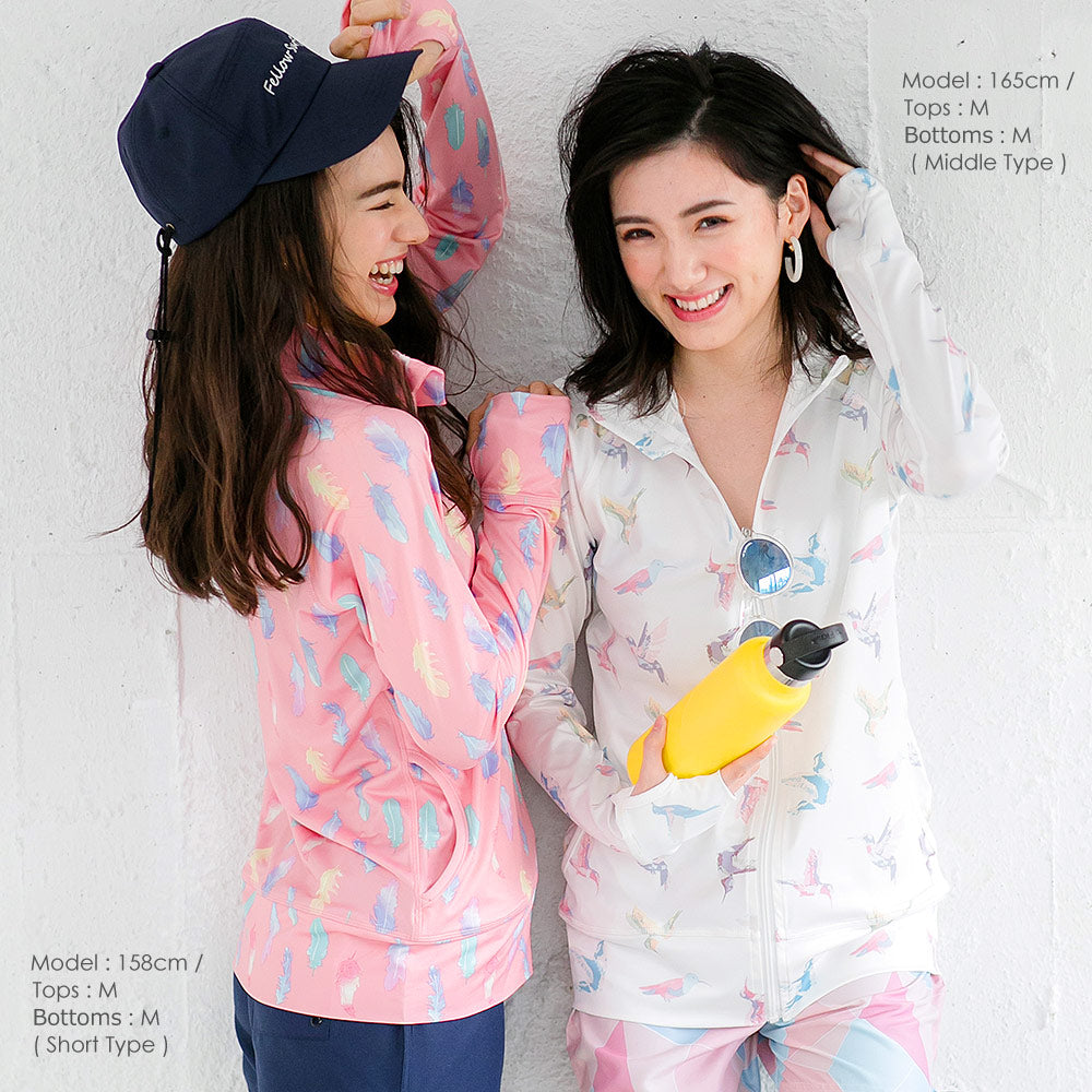 Directly from Japan, this stand-up collared jacket is both cool and comfortable to wear on land and water. It's UV-resistant (98%), UPF50+, chlorine-resistant, quick-drying, and lightweight. S-3L Adult Summer Swimsuit Special!