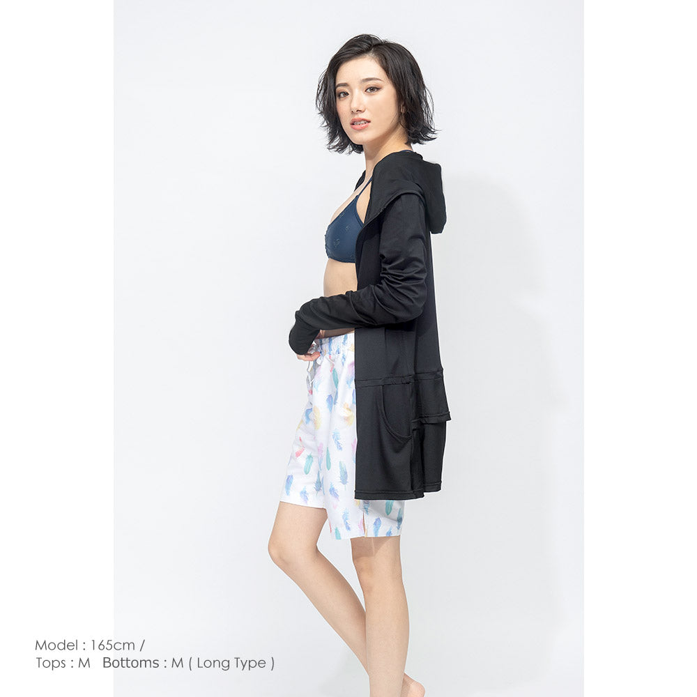 A long, lace-trimmed hooded jacket (shipped directly from Japan) with 98% UV protection and UPF50+ protection. Suitable for both land and water, chlorine-resistant, quick-drying, and lightweight. S-3L adult summer swimsuit collection.