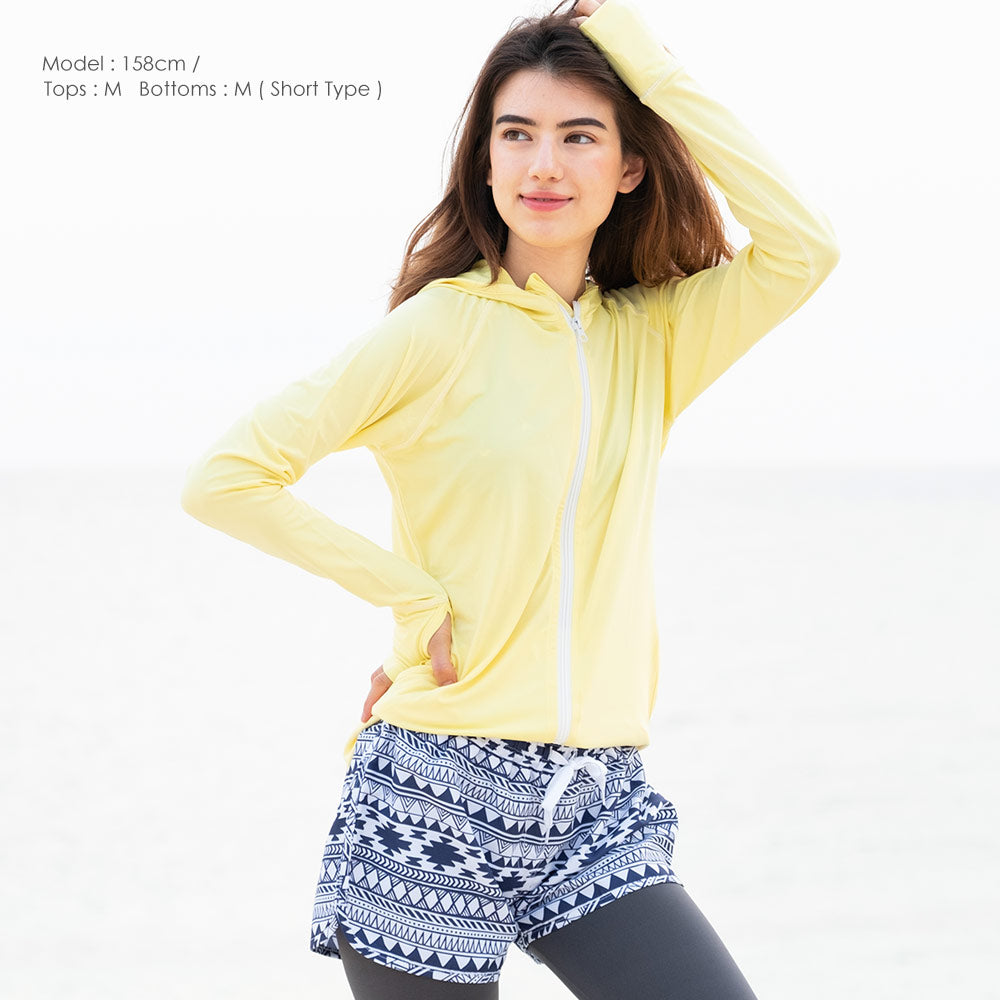 Direct from Japan, this lightweight hooded jacket is both cool and comfortable for both land and water use. It's UV-resistant (98%), UPF50+, chlorine-resistant, quick-drying, and lightweight (S-3L). Adult summer swimsuit special.