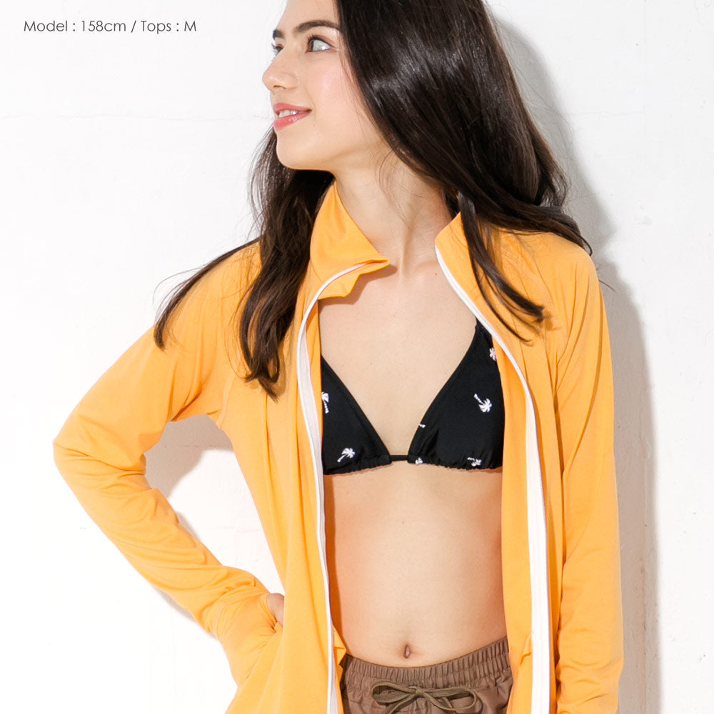 Directly from Japan, this stand-up collared jacket is both cool and comfortable to wear on land and water. It's UV-resistant (98%), UPF50+, chlorine-resistant, quick-drying, and lightweight. S-3L Adult Summer Swimsuit Special!