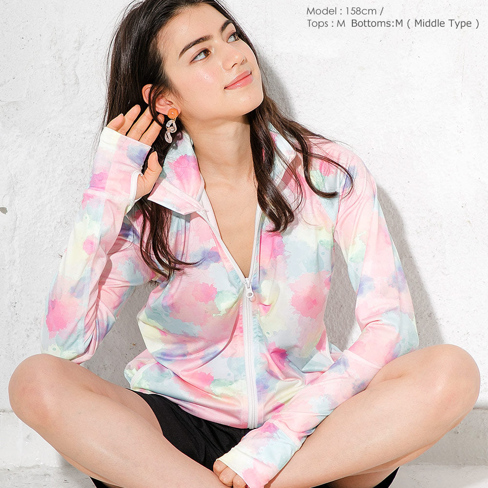Directly from Japan, this stand-up collared jacket is both cool and comfortable to wear on land and water. It's UV-resistant (98%), UPF50+, chlorine-resistant, quick-drying, and lightweight. S-3L Adult Summer Swimsuit Special!