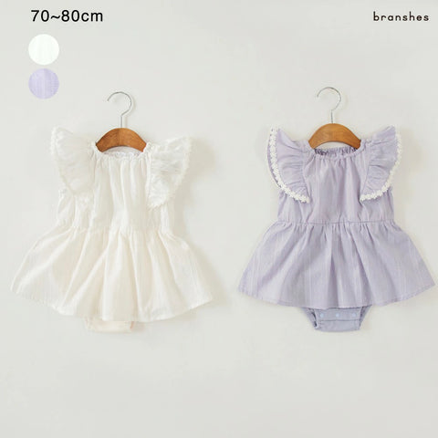 日本童裝 Branshes 花花蕾絲連衣 70-80cm 女童款 初生嬰兒 夏季 Jumpsite