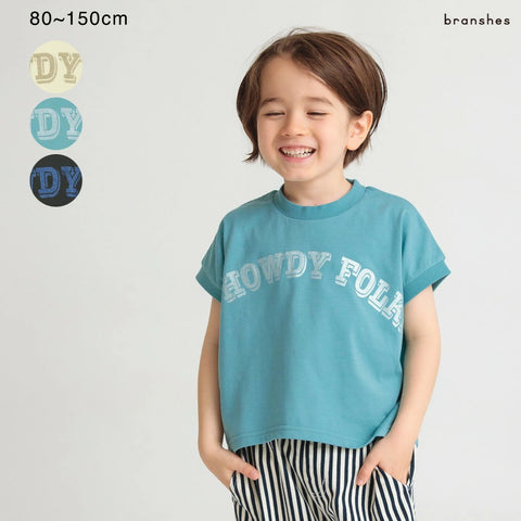 日本童裝 Branshes 法式袖字母印花上衣 80-150cm 男童款 夏季 TOPS