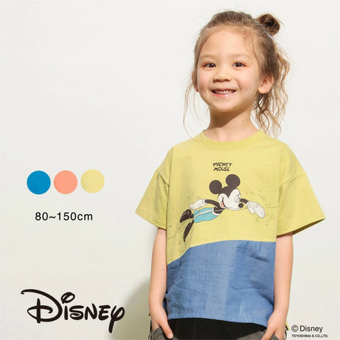 日本童裝 Branshes x Disney 拼布短袖上衣 80-150cm 男童款/女童款 夏季 TOPS