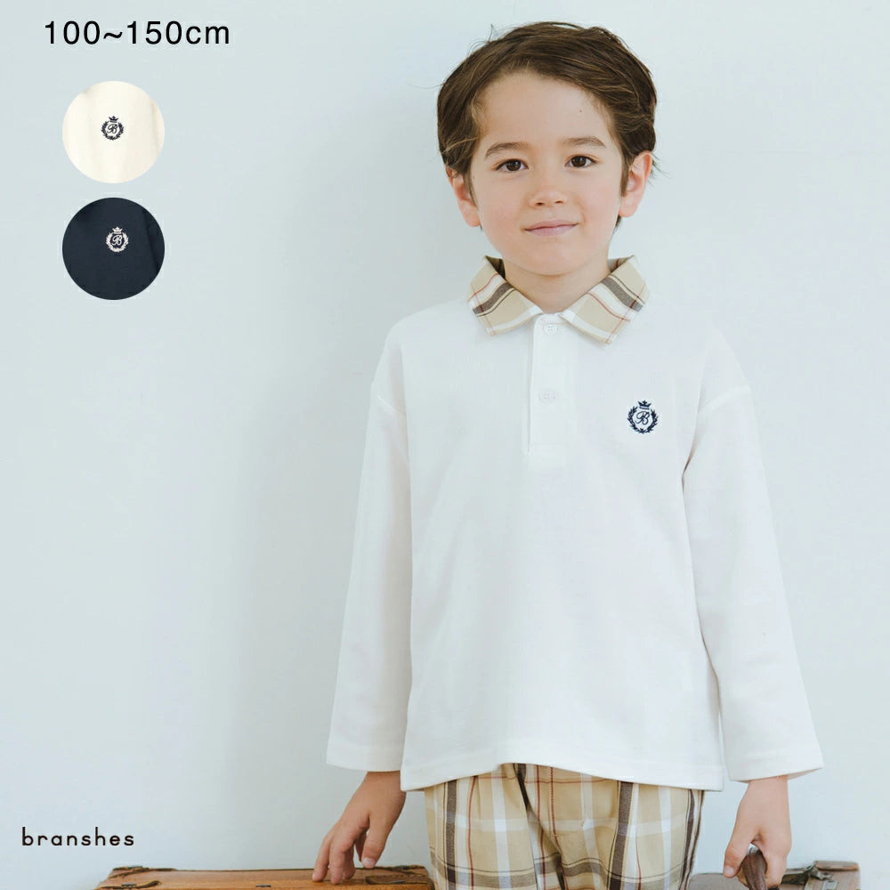 日本童裝 Branshes 格仔polo上衣 100-150cm 男童款 秋季 TOPS