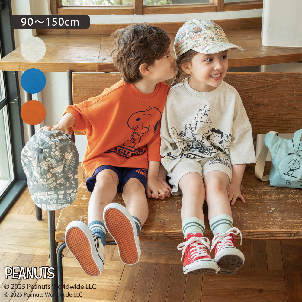 日本童裝 Branshes x PEANUTS 75周年 中袖印花衛衣 90-150cm 男童款/女童款 秋季 TOPS