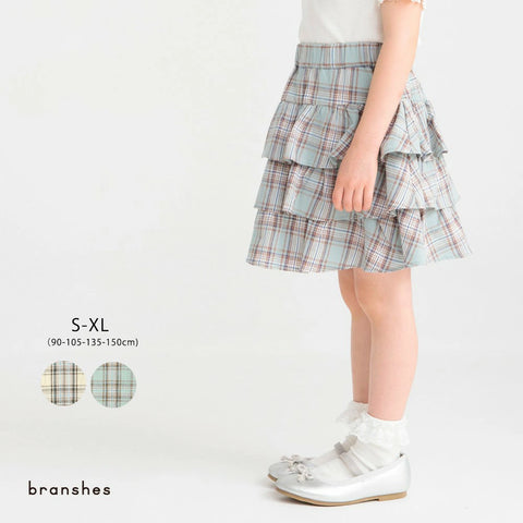 日本童裝 Branshes 格仔蛋糕短裙 90-150cm 女童款 夏季 SKIRTS